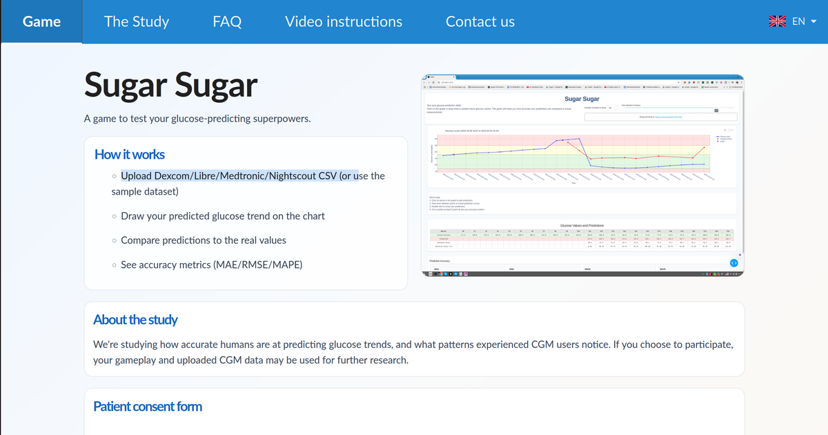 Glucose prediction accuracy game